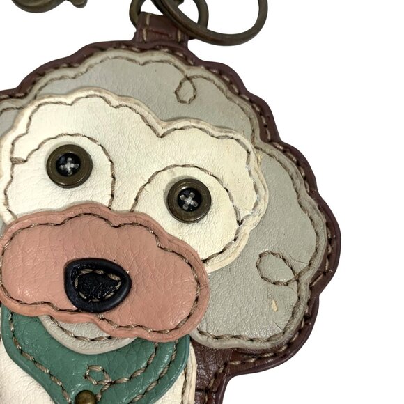 CUTE Chala Handbags Dog Keychain Coin Purse Faux Leather Woven Poodle Bucshon - Picture 4 of 5